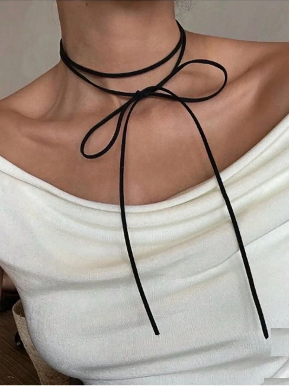 Black Suede Wrap Necklace A2166